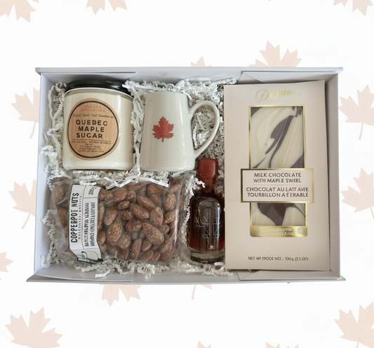 Box on White Maple Leaf Background