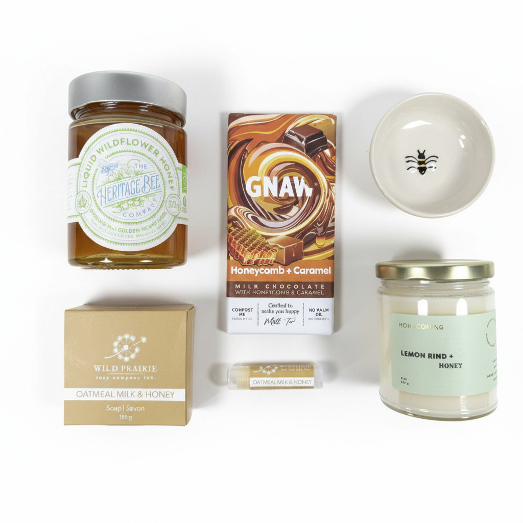 Cleaned bee products flat lay