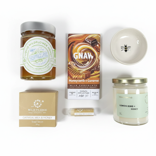 Cleaned bee products flat lay
