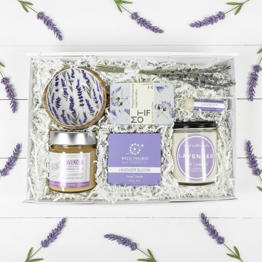 Lavender Gift Box - Real Lavender Flowers Flatlay